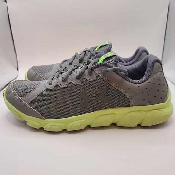 Under Armour Youth Boy's Assert 6 Running Shoes Grey/Green Size: 6Y - Picture 4 of 9
